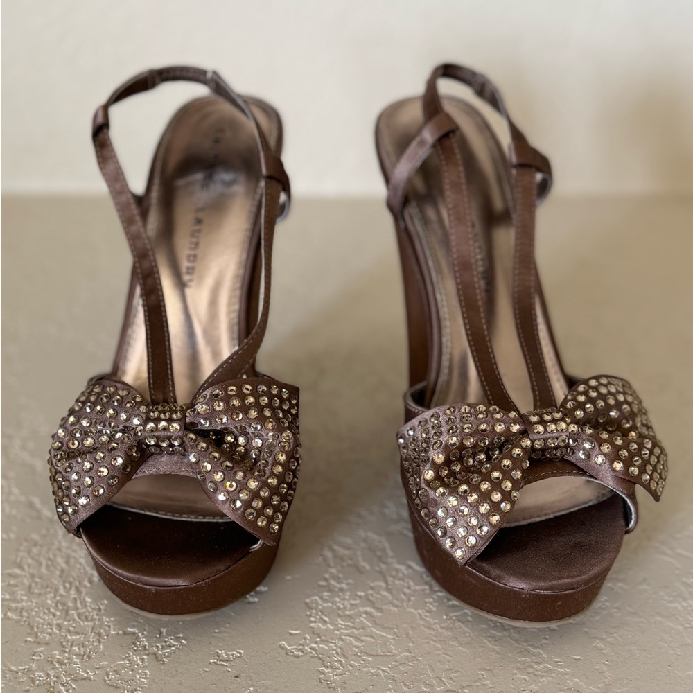 Chinese Laundry rhinestone bow heels